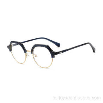 Marco de gafas de alta calidad de acetato de gafas sólidas de media llanta